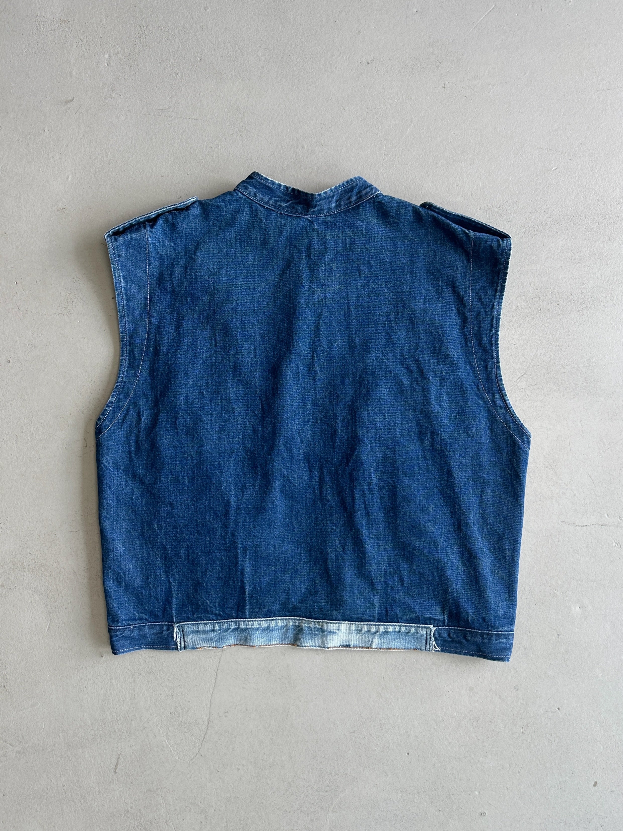 1980s ASYMMETRICAL CLOSURE DENIM GILET