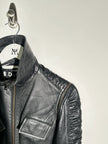 DOLCE & GABBANA - S/S 2003 2 IN 1 LEATHER JACKET WITH PANELED WAIST AND ZIP OFF SLEEVE