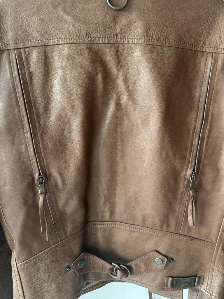 GIANFRANCO FERRÉ - early 2000s ASYMMETRICAL FRONT LEATHER BIKER JACKET