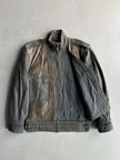 ESCADA - 1980s CONTRASTING LEATHER FRONT LAYERED JACKET