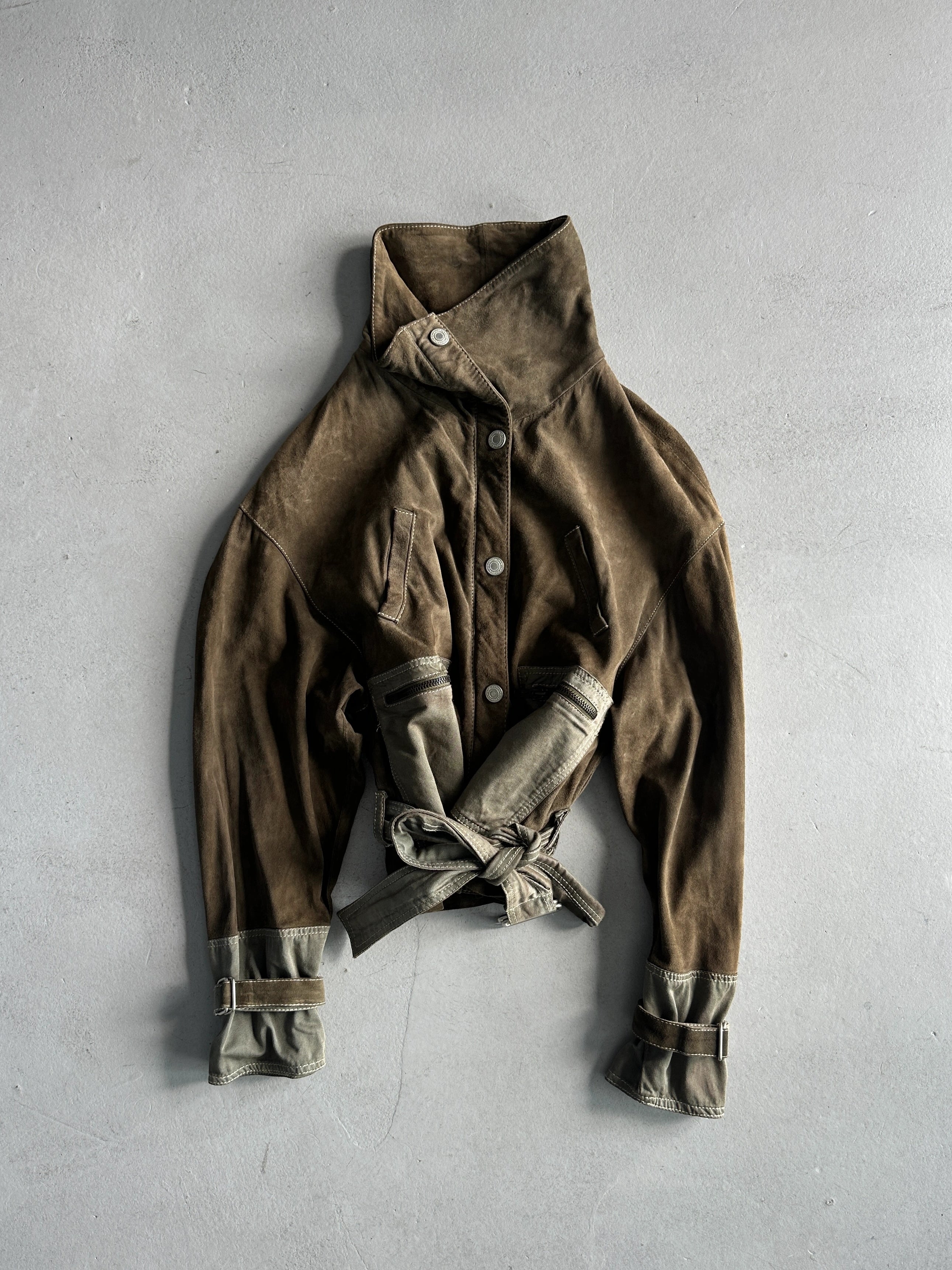 1990s CROP FIT BELTED SUEDE JACKET