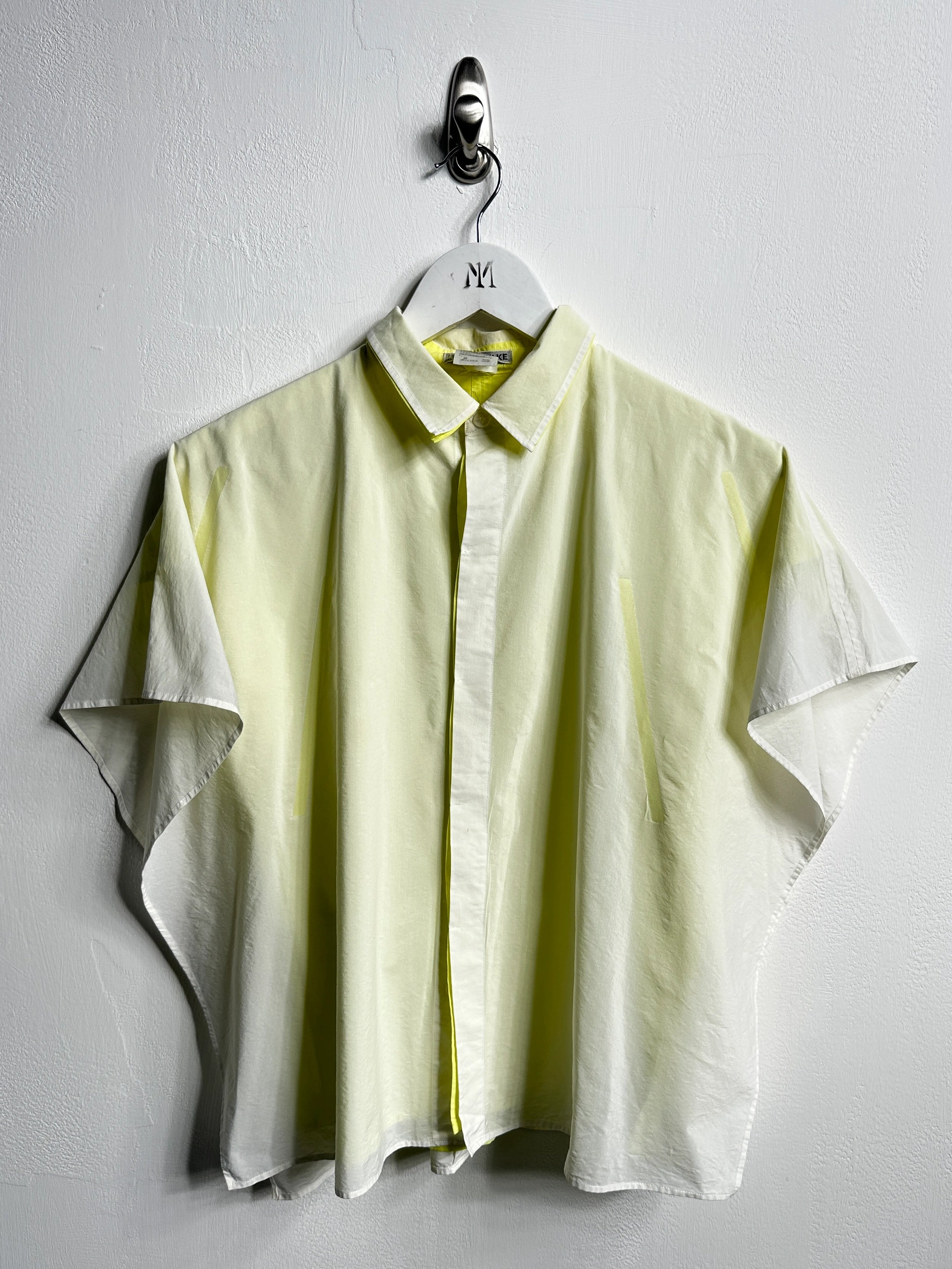 ISSEY MIYAKE - S/S 2014 LAYERED BLOUSE WITH CONTRASTING YELLOW INNERN LAYER