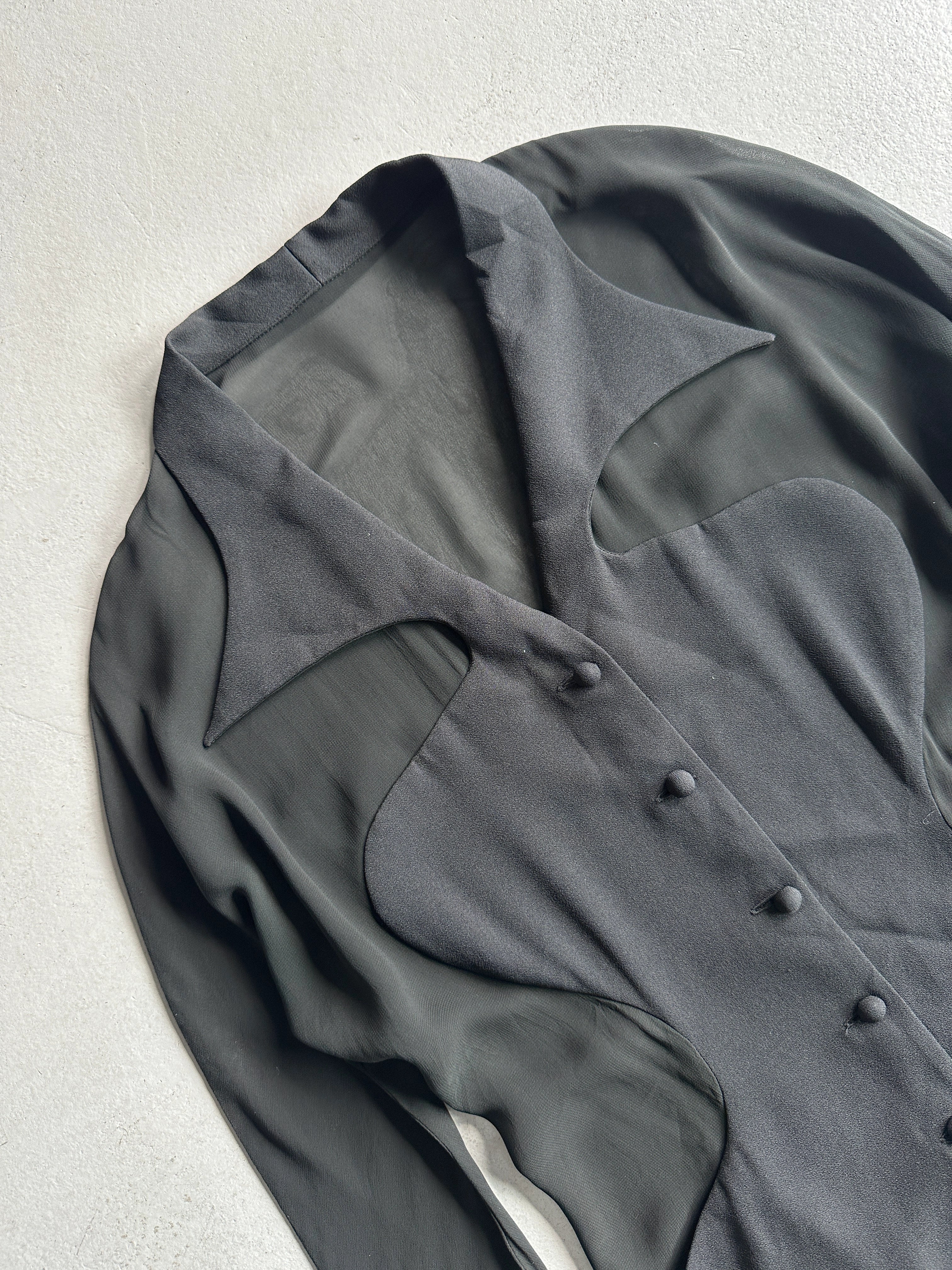 SYBILLA - 1990s PANELED SHEER BUTTONED BLOUSE