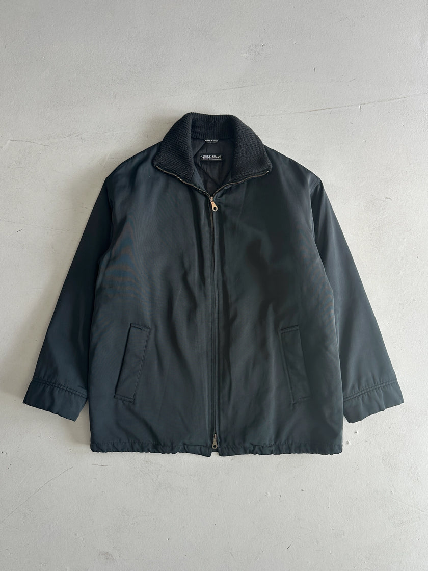 GIORGIO ARMANI - 1990s RIBBED HIGH NECK TWO WAY ZIP JACKET