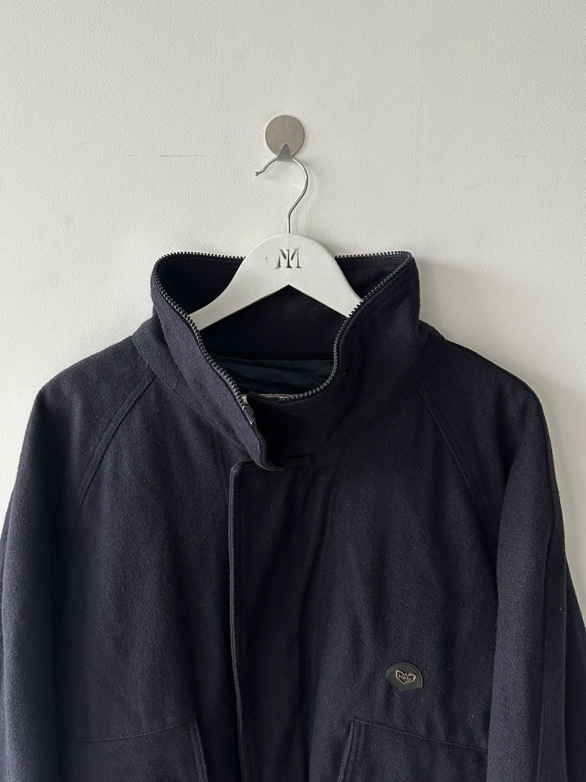 ITALIAN LABEL 1980s WOOL JACKET WITH REMOVABLE ZIPPED HOOD