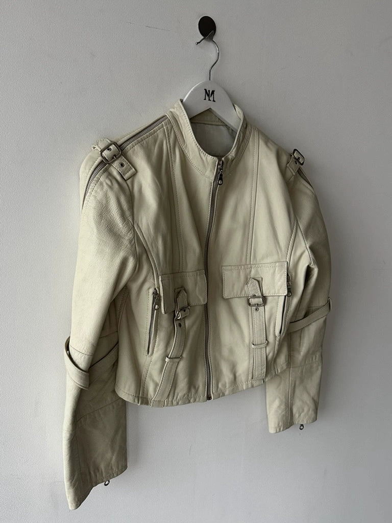 2000s CROP FIT BIKER LEATHER JACKET