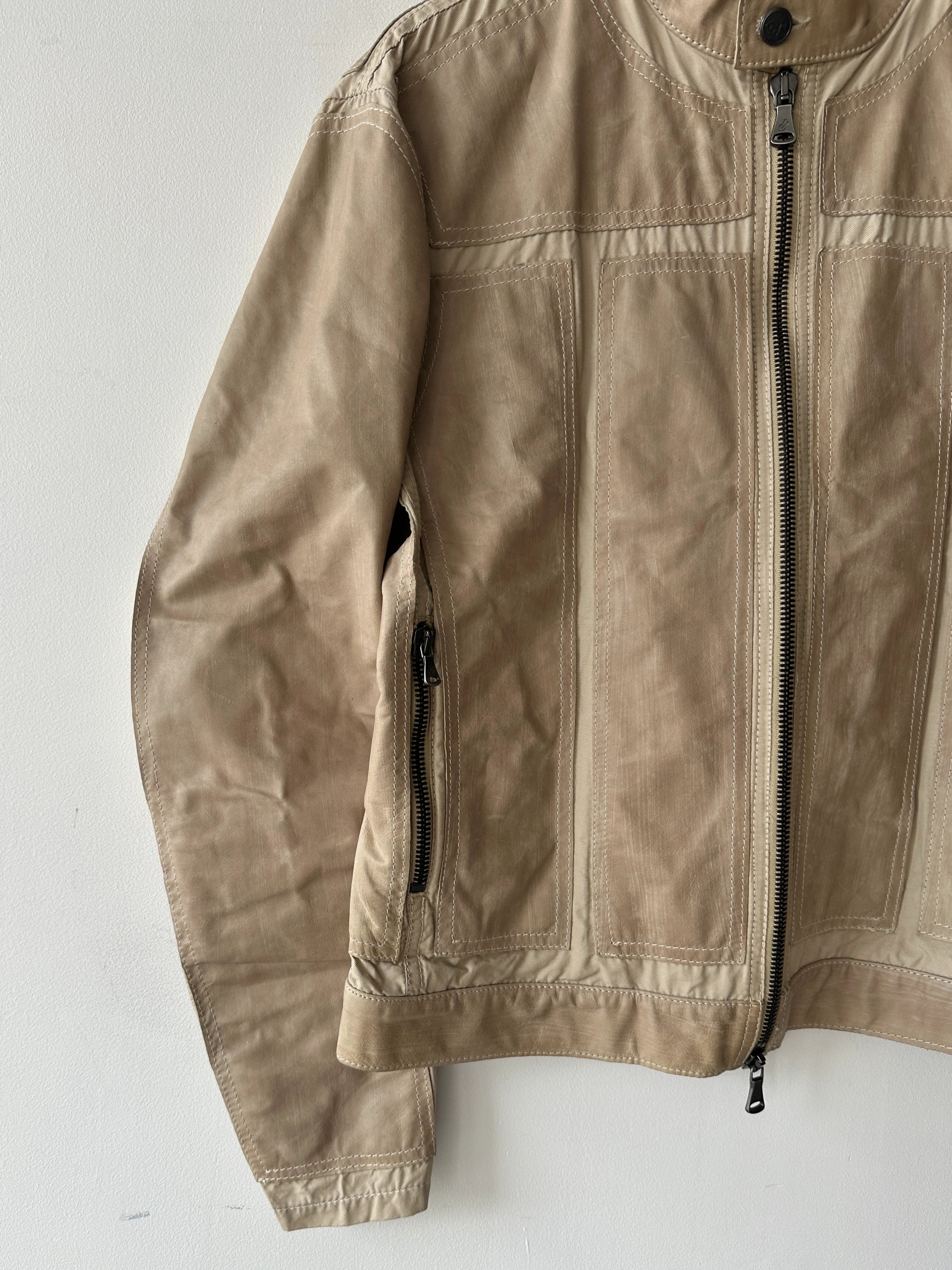 GIANFRANCO FERRÉ - early 2000s PANELED LEATHER BIKER JACKET