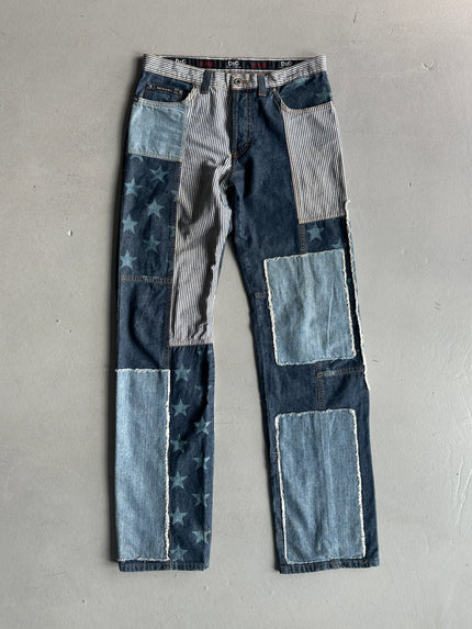 DOLCE & GABBANA - 1990s STRAIGHT FIT PATCHWORK JEANS
