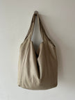 ISSEY MIYAKE PLANTATION - 1990s LEATHER SLOUCHY SHOULDER BAG