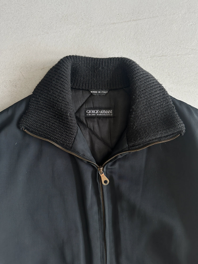 GIORGIO ARMANI - 1990s RIBBED HIGH NECK TWO WAY ZIP JACKET