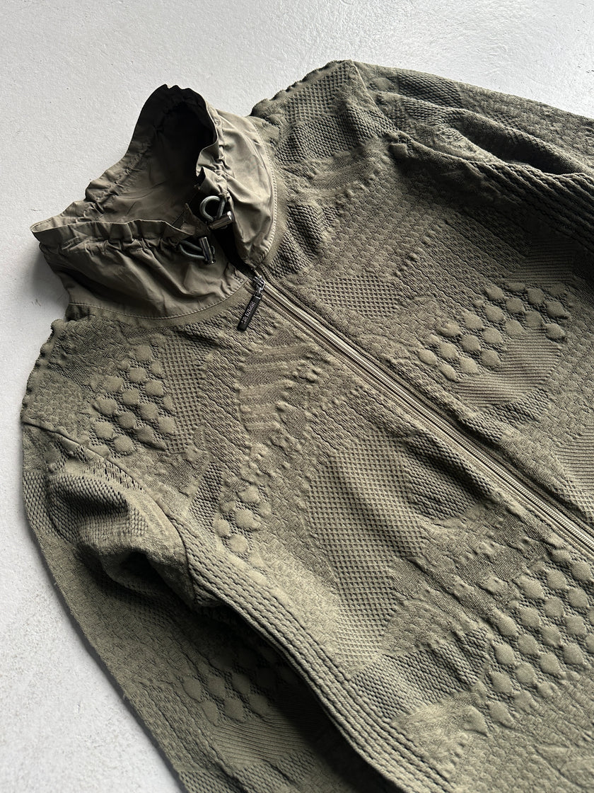 HIROKO KOSHINO - 2000s CONTRASTING NYLON COLLAR AND HEM SEMI TRANSPARENT JACKET