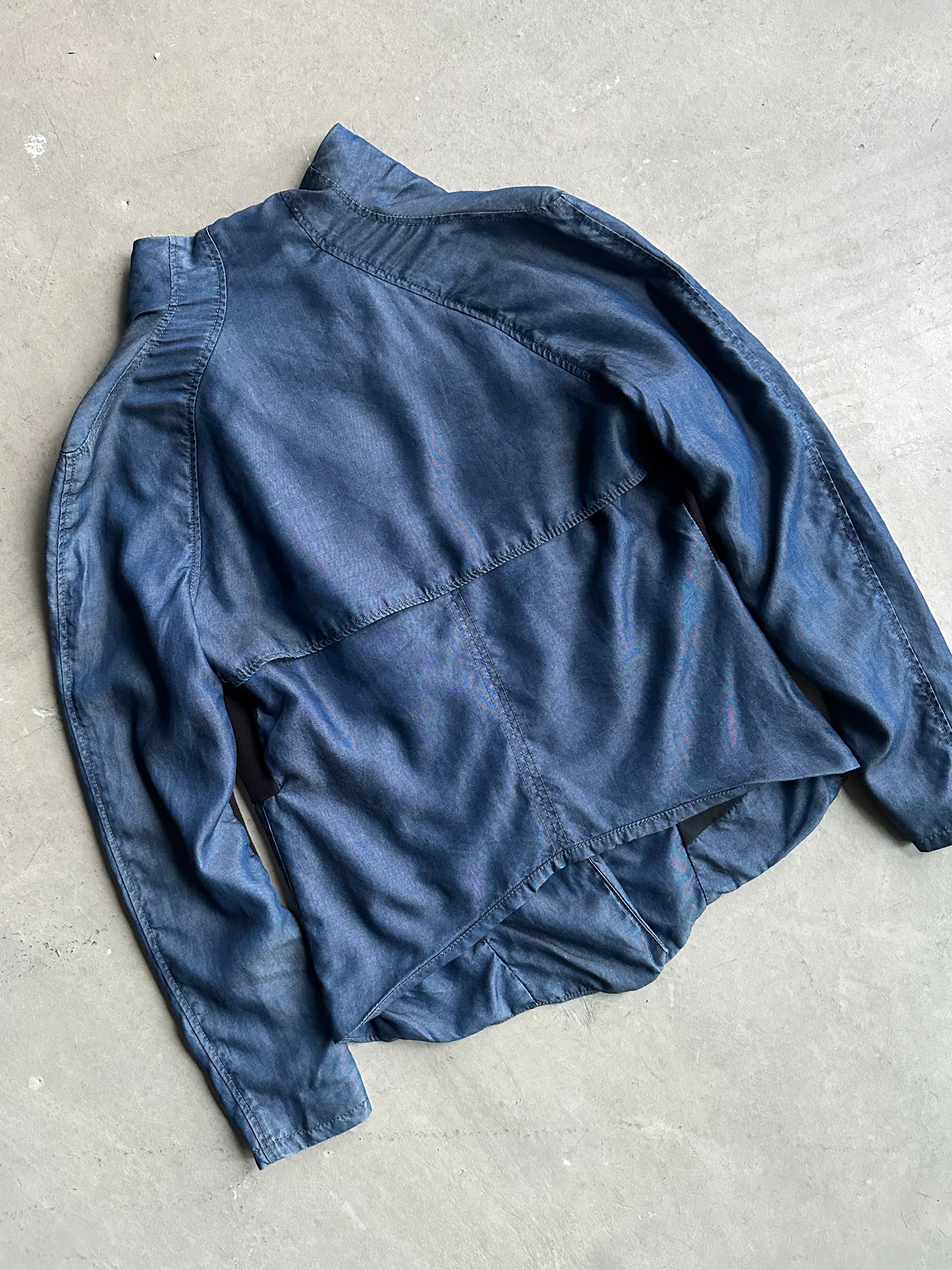 HELMUT LANG - 2000s ASYMMETRICAL ZIP SILKY DENIM JACKET