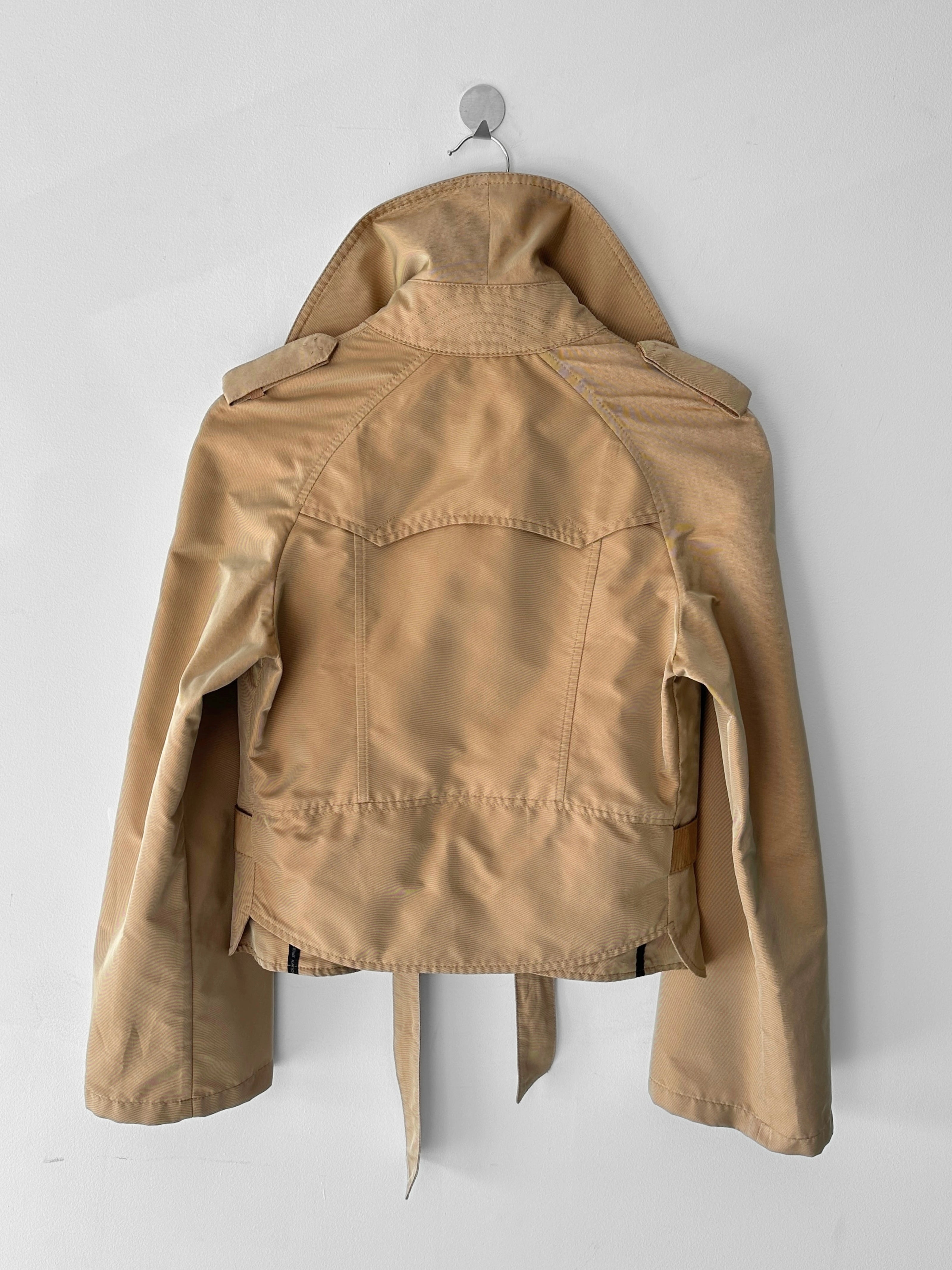 COSTUME NATIONAL - S/S 2007 CROP FIT BELTED TRENCH JACKET WITH BELL SLEEVES