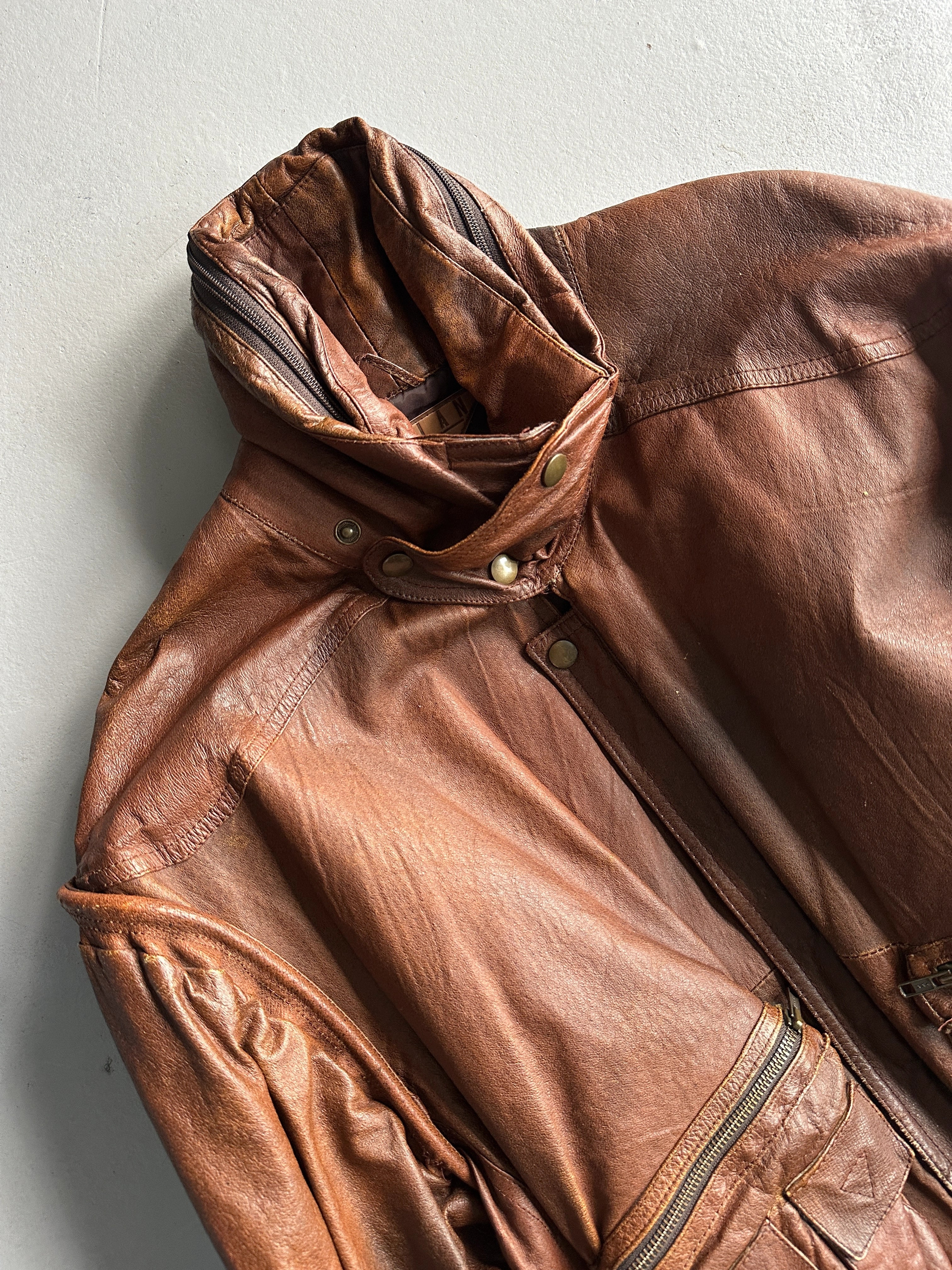 1980s LEATHER AVIATOR BOMBER JACKET