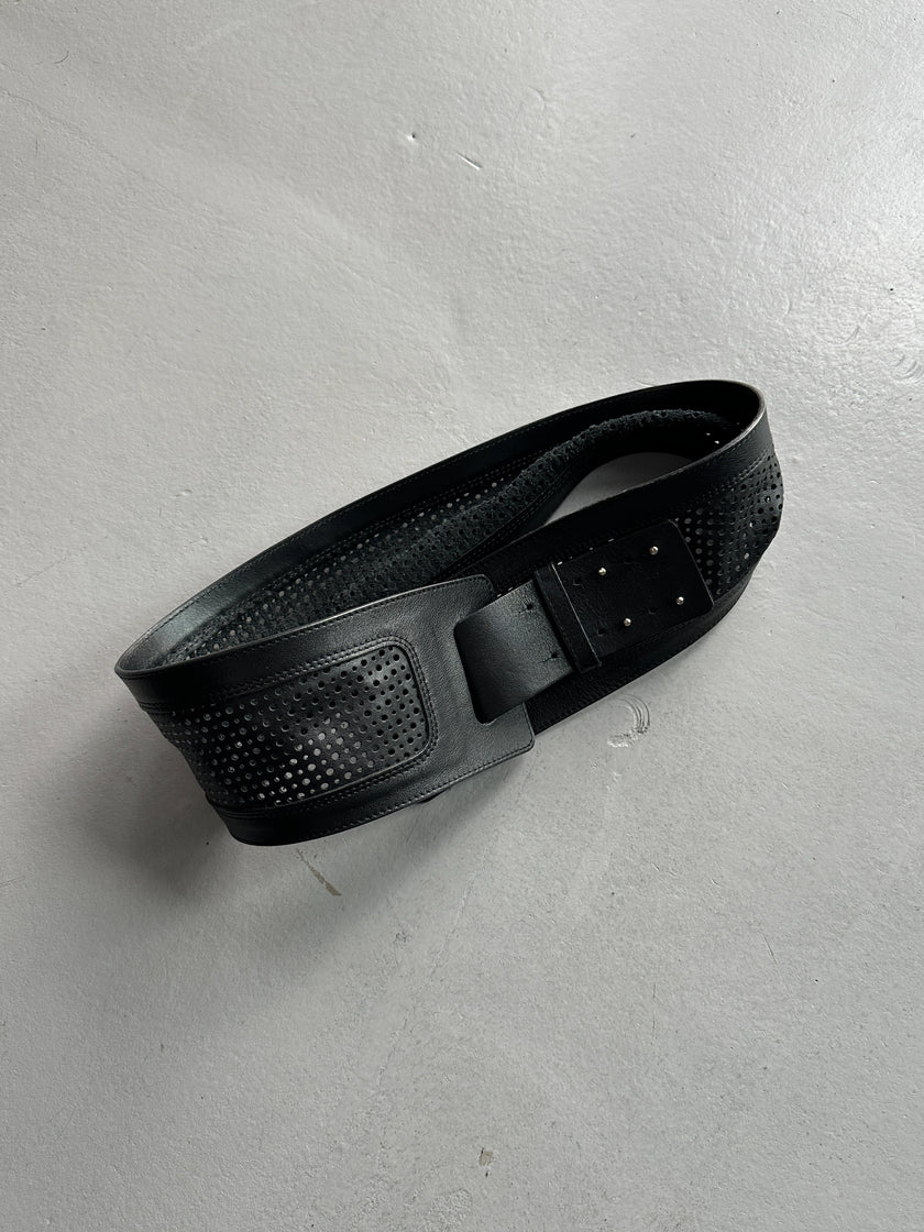 EMPORIO ARMANI - 1990s WIDE WAIST LEATHER BELT