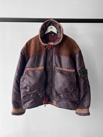 ARMANI JEANS 1990s AVIATOR BOMBER JACKET WITH SUEDE DETAILS