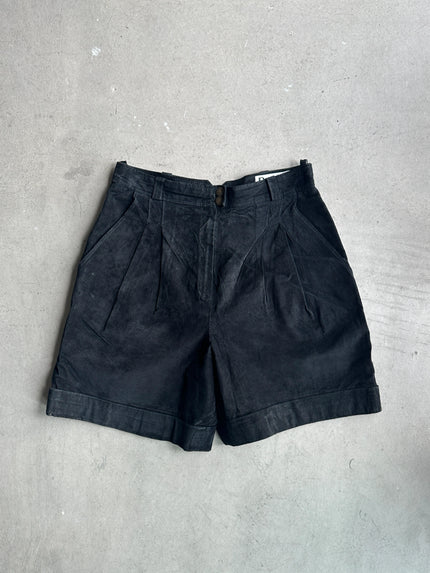 1990s PLEATED LEATHER BERMUDA SHORTS