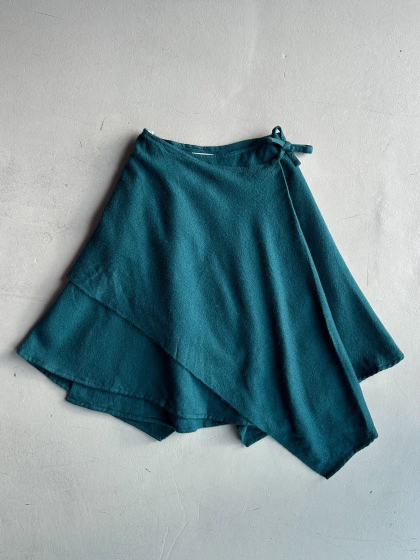 ISSEY MIYAKE -  1970s WOOL ASYMMETRIC WRAP SKIRT