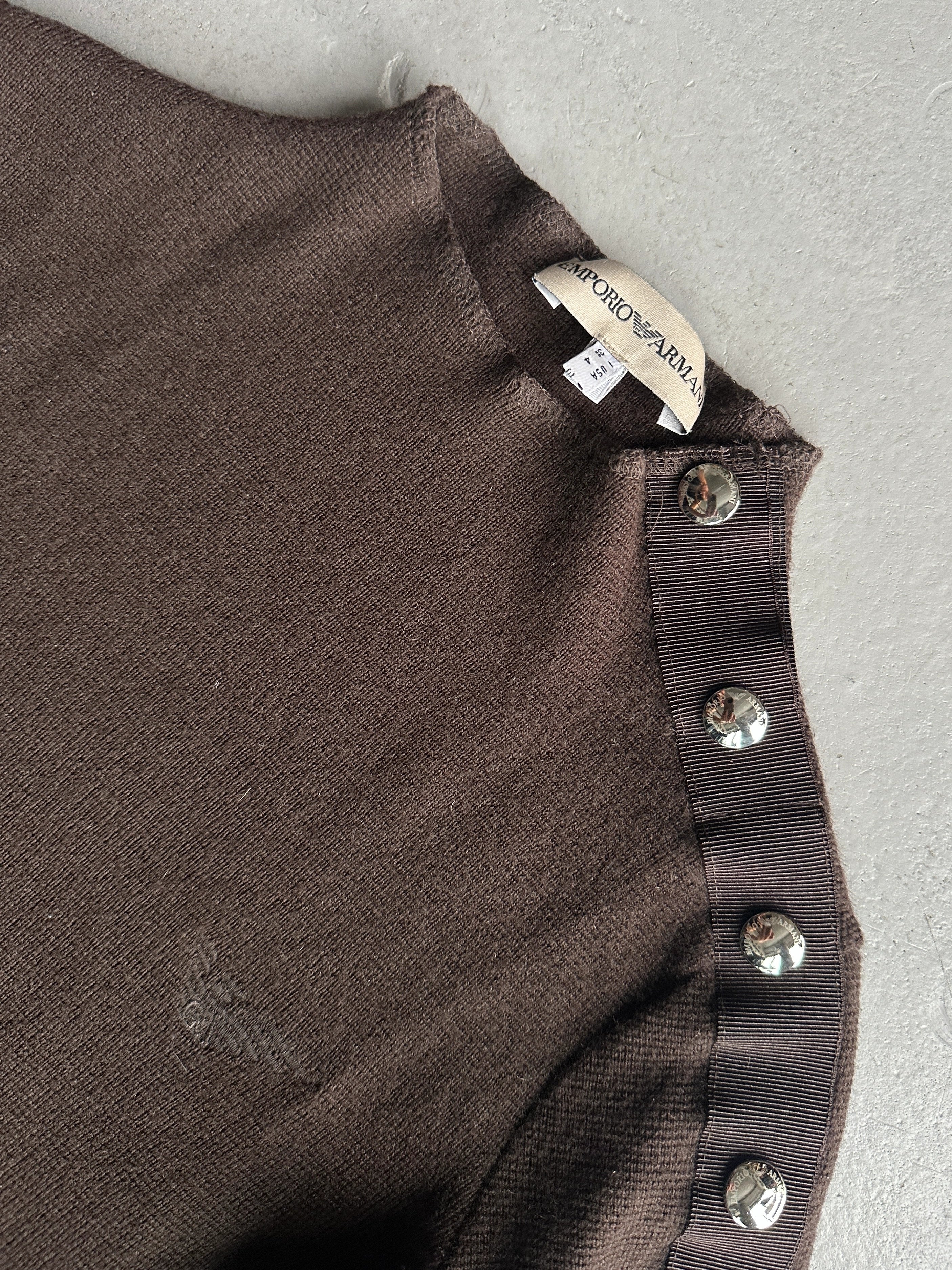 EMPORIO ARMANI - 2000s METAL BUTTON SLEEVE CROP FIT JUMPER