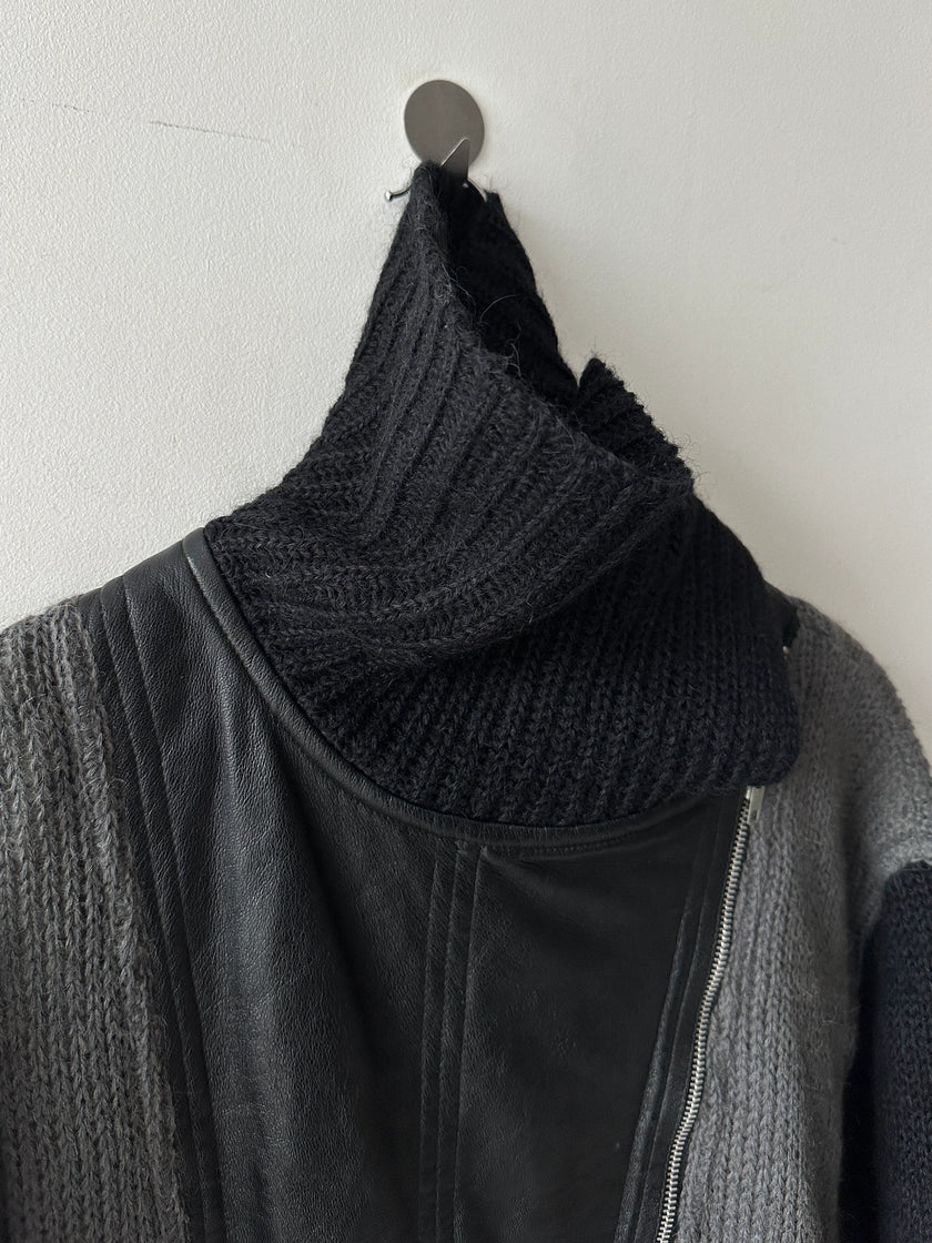 ICEBERG BY J.C. DE CASTELBAJAC - 1980s KNITTED JACKET WITH LEATHER PANEL