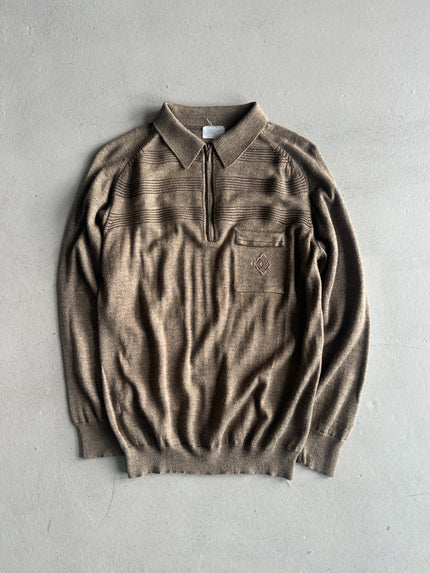 1980s LONG SLEEVE POLO KNIT TOP