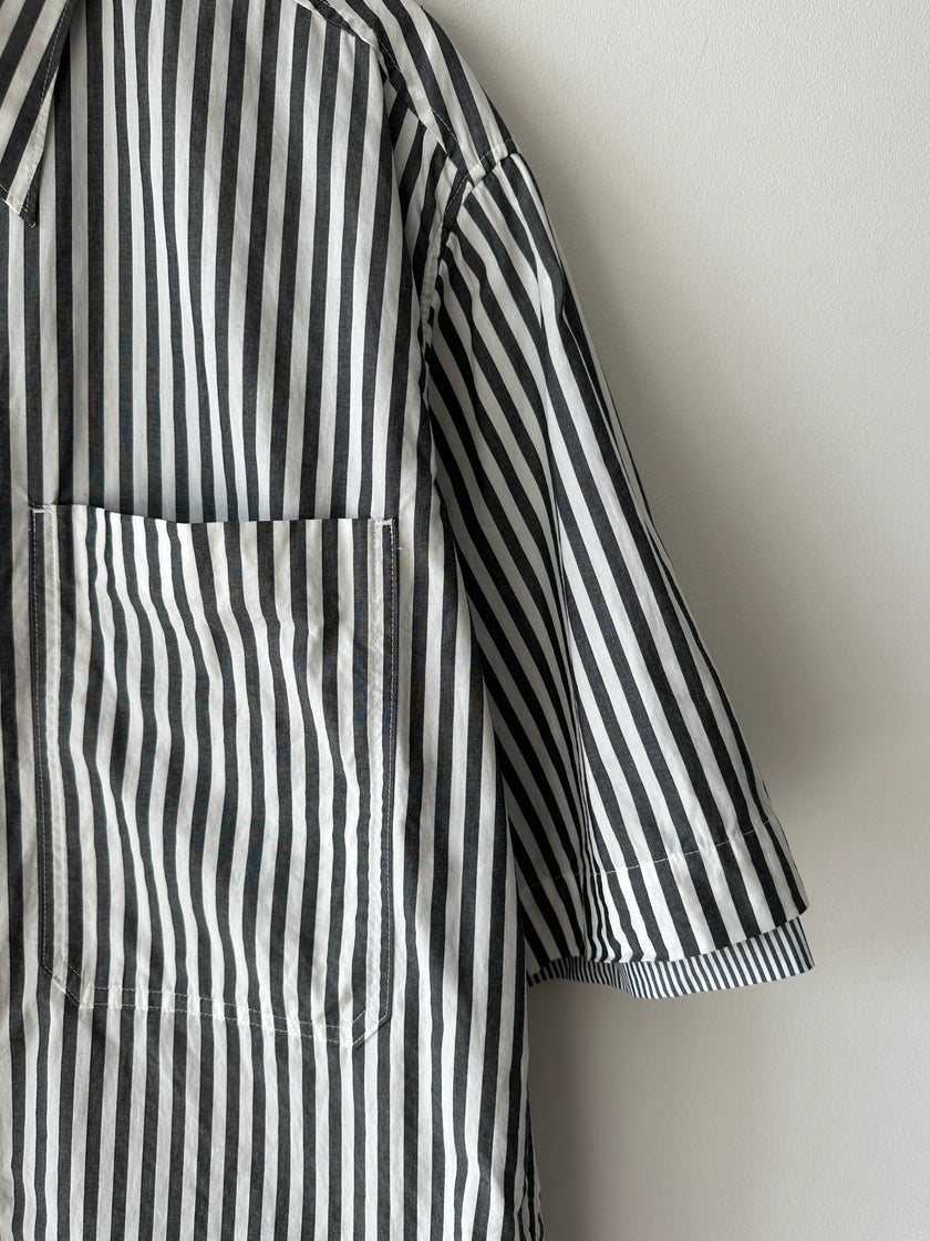 YOHJI YAMAMOTO Y'S - late 2000s DOUBLE LAYER SHORT SLEEVE SHIRT