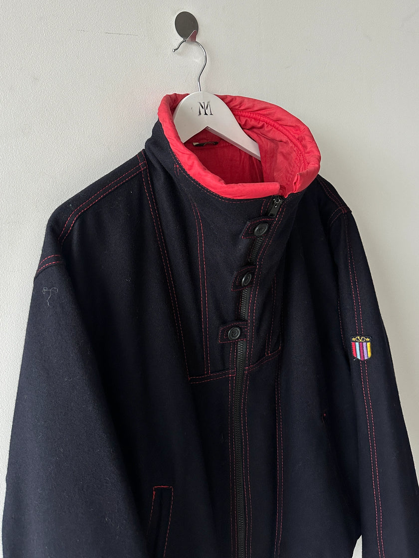 VALENTINO - 1980s FUNNEL NECK BOMBER JACKET WITH CONTRASTING STITCHING DETAILS