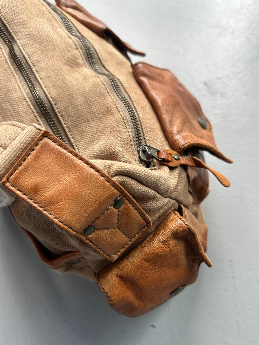 YOHJI YAMAMOTO Y'SACCS - 1990s SHOULDER BAG WITH OVERSIZED LEATHER POCKET