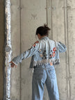 2000s CROP FIT RAW EDGES DENIM JACKET