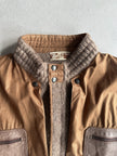 1980s CHUNKY KNIT PANELED JACKET WITH OVERSIZED LEATHER POCKETS