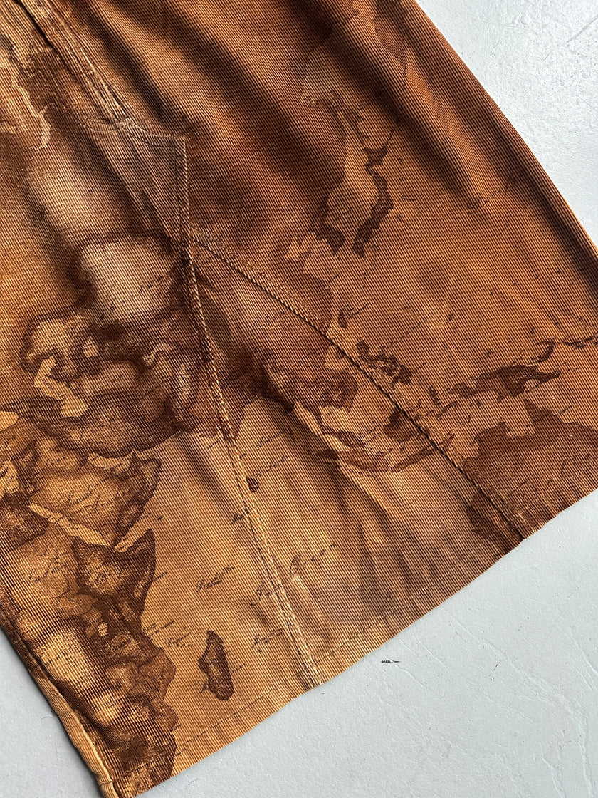 ALVIERO MARTINI - F/W 2003 MAP PRINT CORDUROY SKIRT