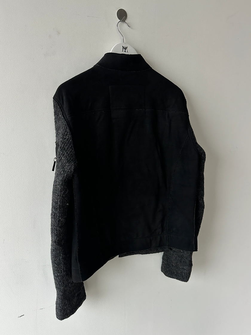 BIKKEMBERGS - 2000s BIKER JACKET WITH CONTRASTING KNIT SLEEVE