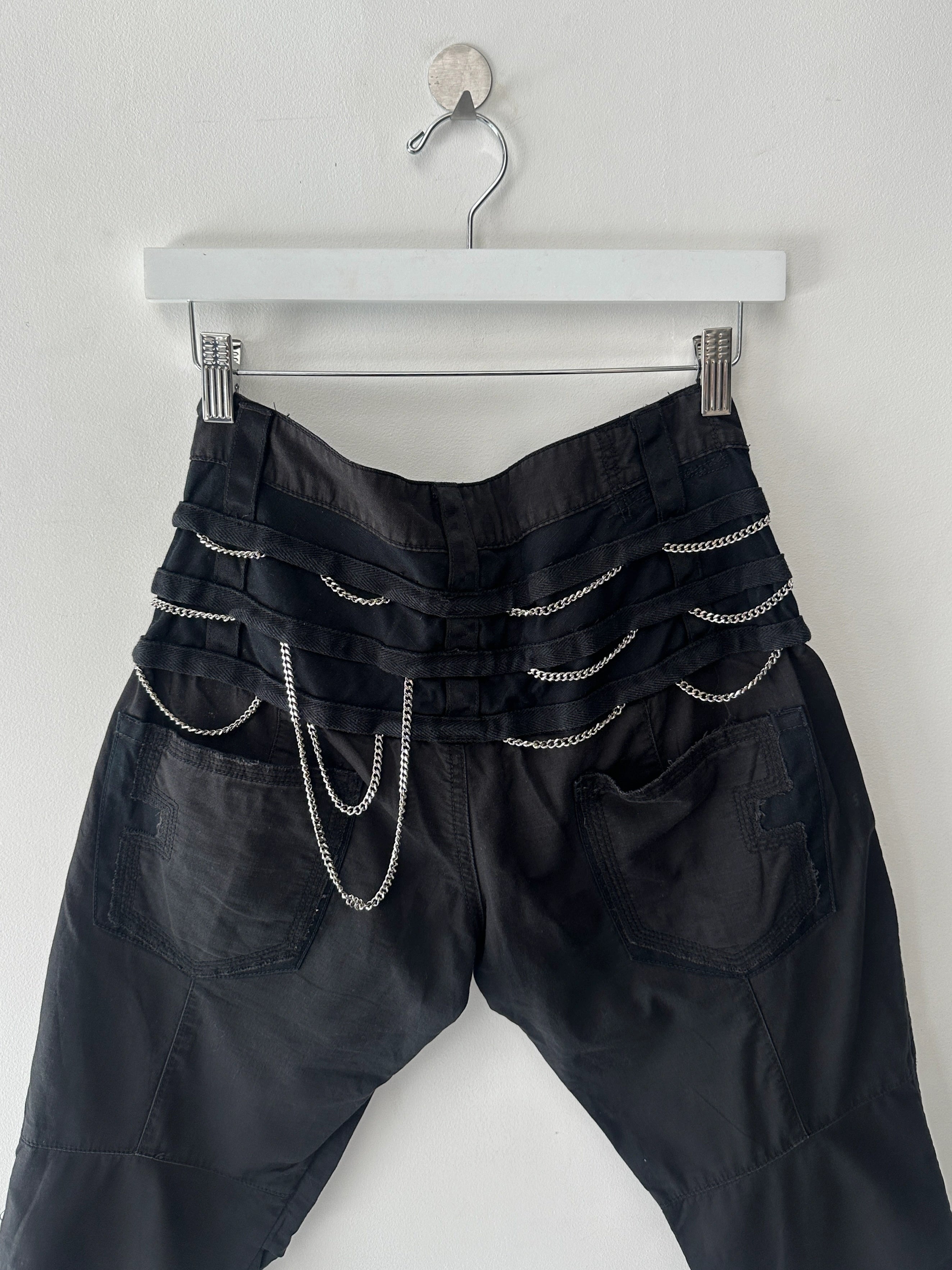MARITHÉ + FRANÇOIS GIRBAUD - S/S 2008 PANELED CROPPED TROUSERS WITH CHAIN DETAILS