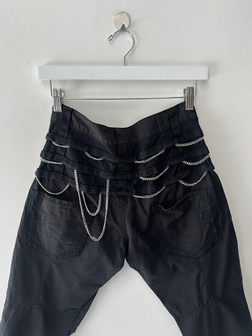MARITHÉ + FRANÇOIS GIRBAUD - S/S 2008 PANELED CROPPED TROUSERS WITH CHAIN DETAILS