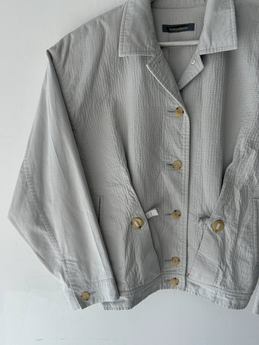 ISSEY MIYAKE - 1980s TEXTURED COTTON BOMBER JACKET