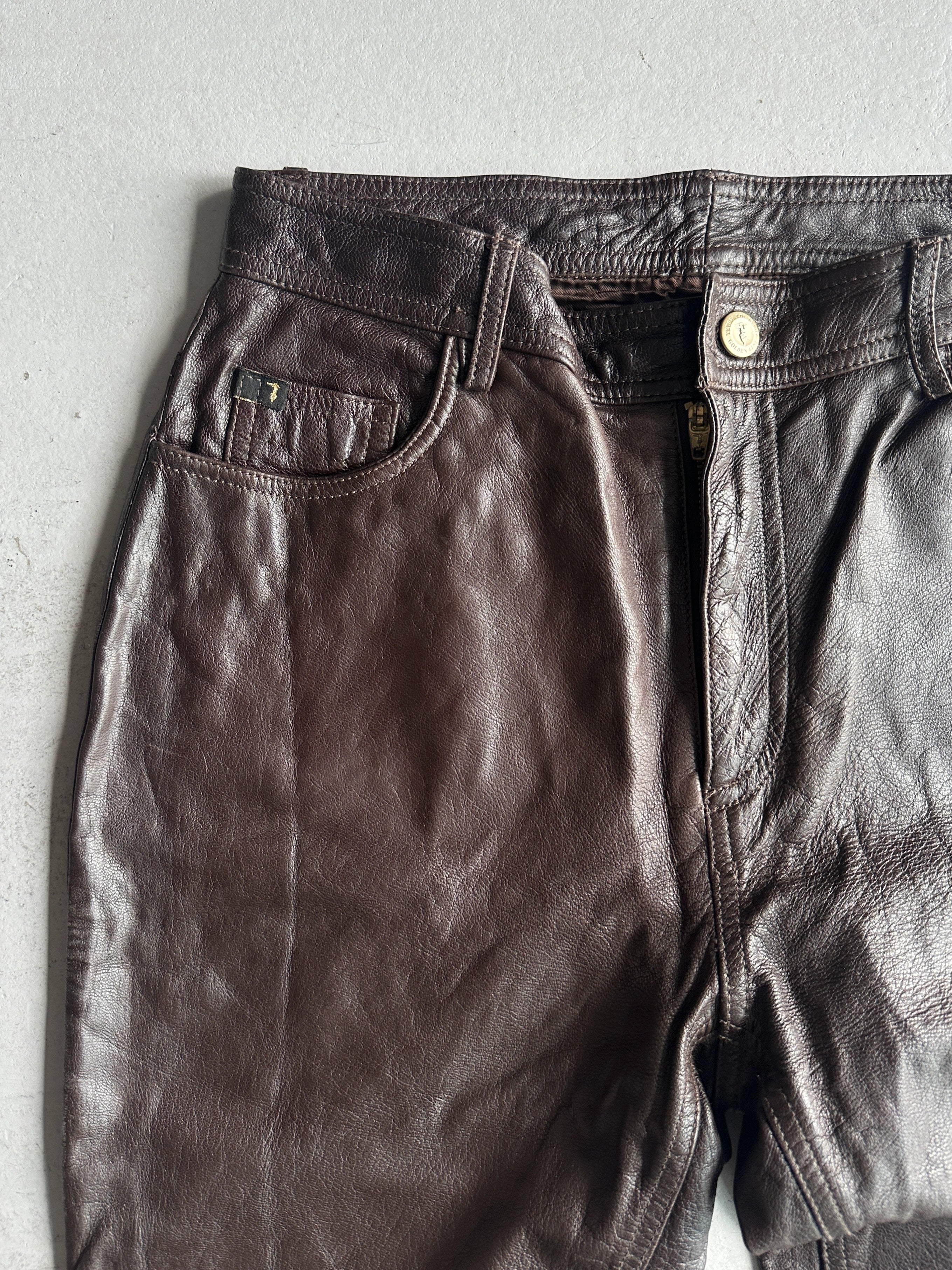 TRUSSARDI - 2000s LIMITED EDITION STRAIGHT FIT LEATHER TROUSERS