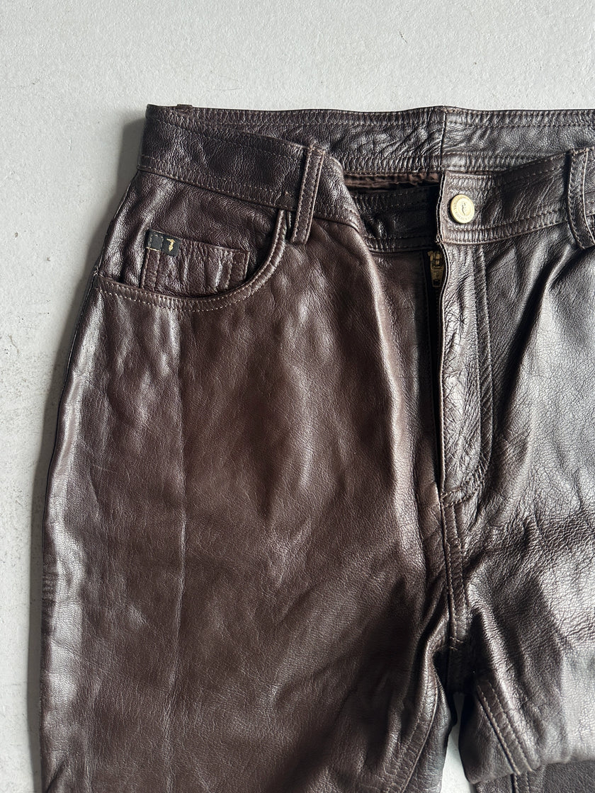 TRUSSARDI - 2000s LIMITED EDITION STRAIGHT FIT LEATHER TROUSERS