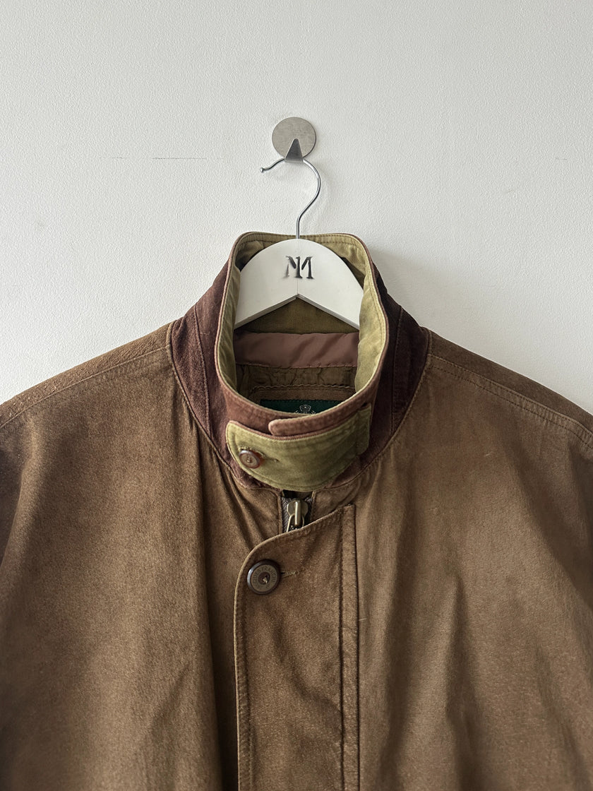 FRENCH LABEL 1980s PANELED BOMBER JACKET WITH SUEDE FRONT