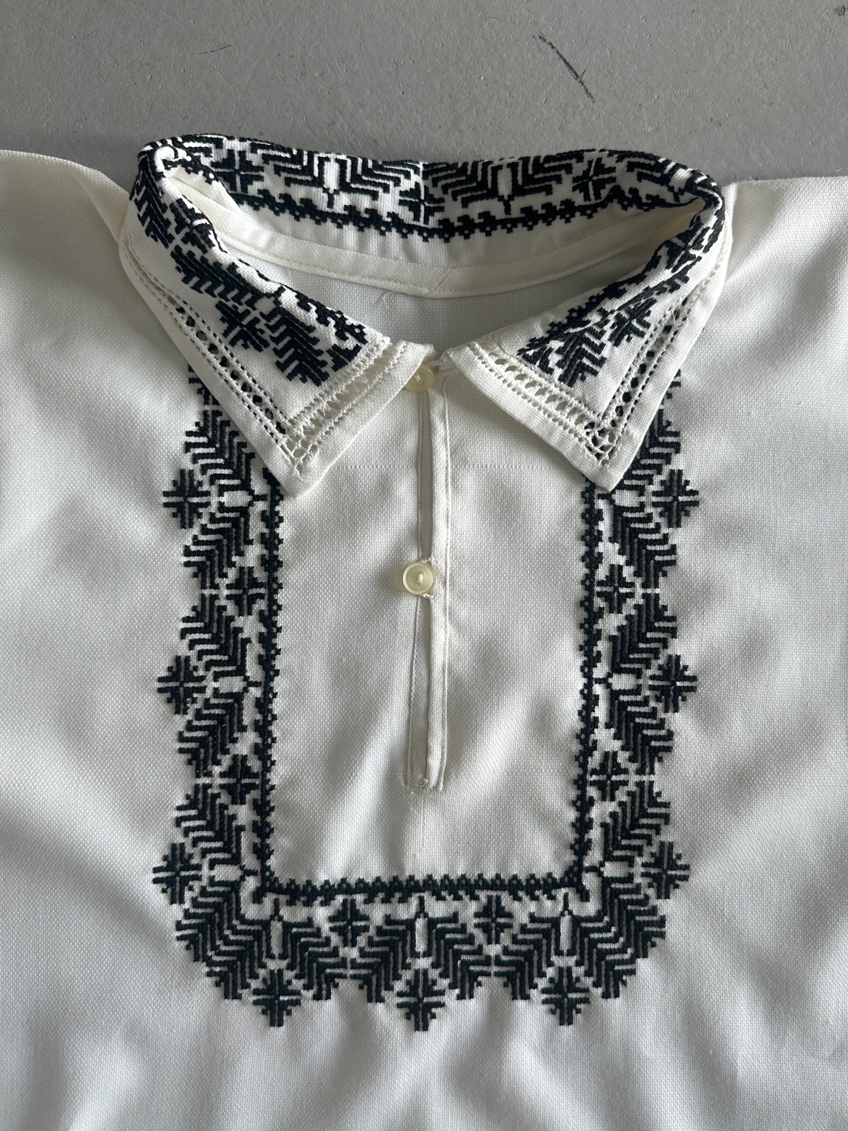 1970s EMBROIDERED WIDE SLEEVE TUNIC SHIRT