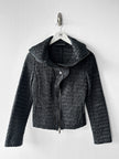 EMPORIO ARMANI - F/W 2009 TEXTURED JACKET WITH RUFFLED COLLAR AND ZIP DETAILS