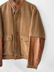 PIERRE BALMAIN - 1980s PANELED BOMBER JACKET WITH CONTRASTING LAYERED LEATHER SLEEVE