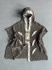 1990s OPEN KNIT HOODED CARDIGAN WITH LINEN DETAILS