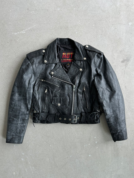 1990s CROPPED FIT LEATHER BIKER JACKET