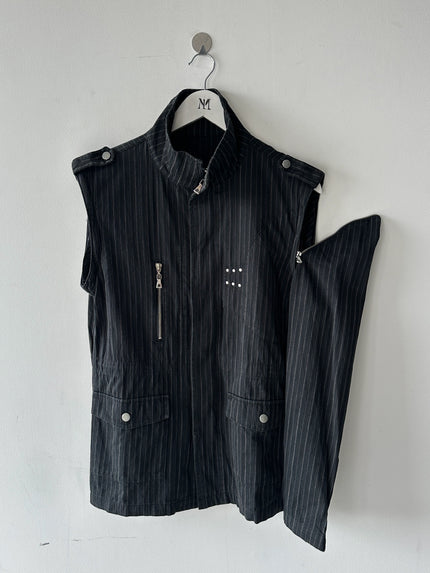 SEMANTIC DESIGN - 2000s 2 IN 1 PINSTRIPED JACKET GILET