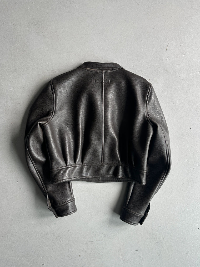 EMPORIO ARMANI - 1980s FAUX LEATHER CROPPED JACKET