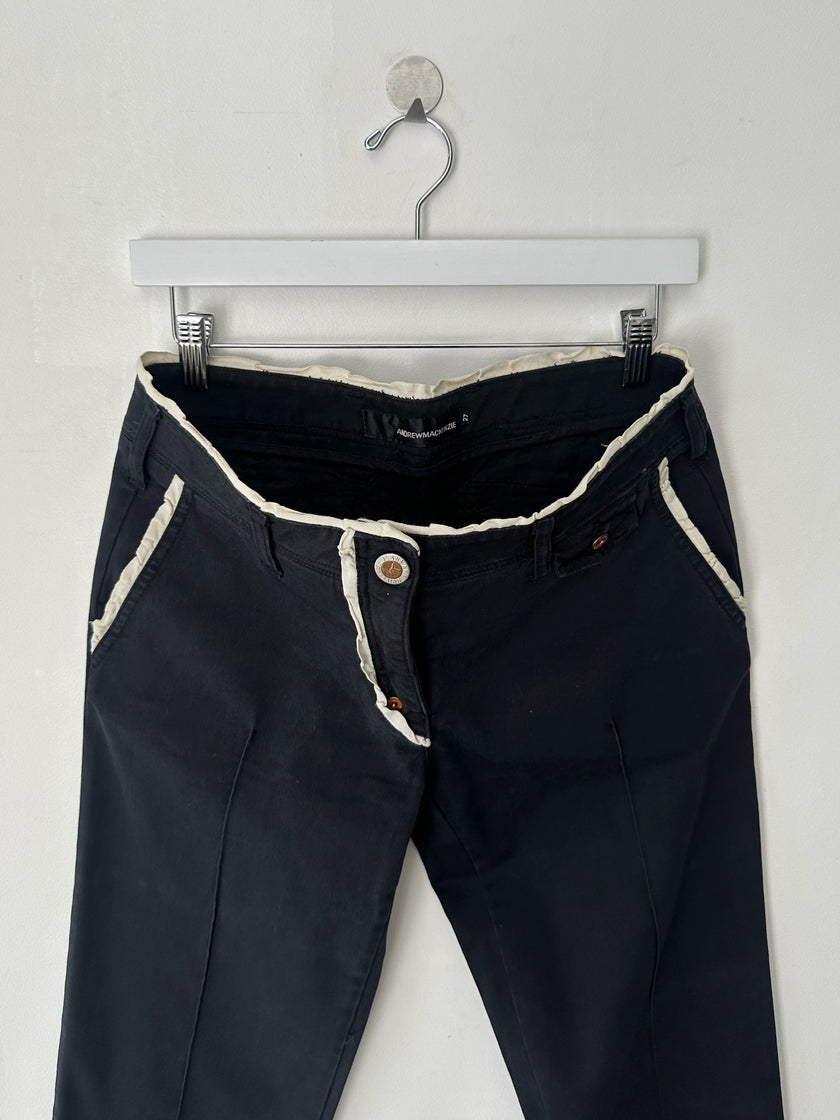 ANDREW MACKENZIE - early 2000s LOW RISE TROUSERS WITH CONTRASTING TRIM DETAILS