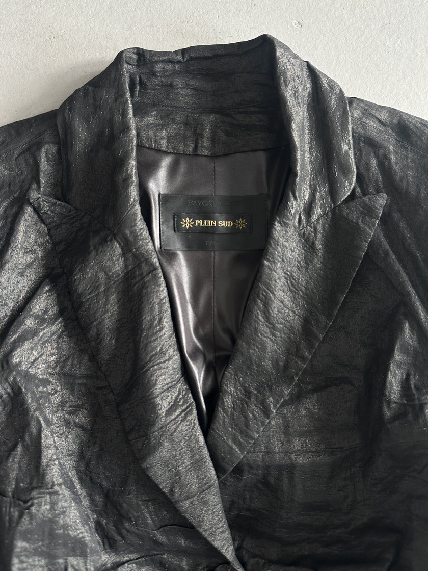 PLEIN SUD - 1990s RUCHED FRONT AND BACK METALLIC BLAZER