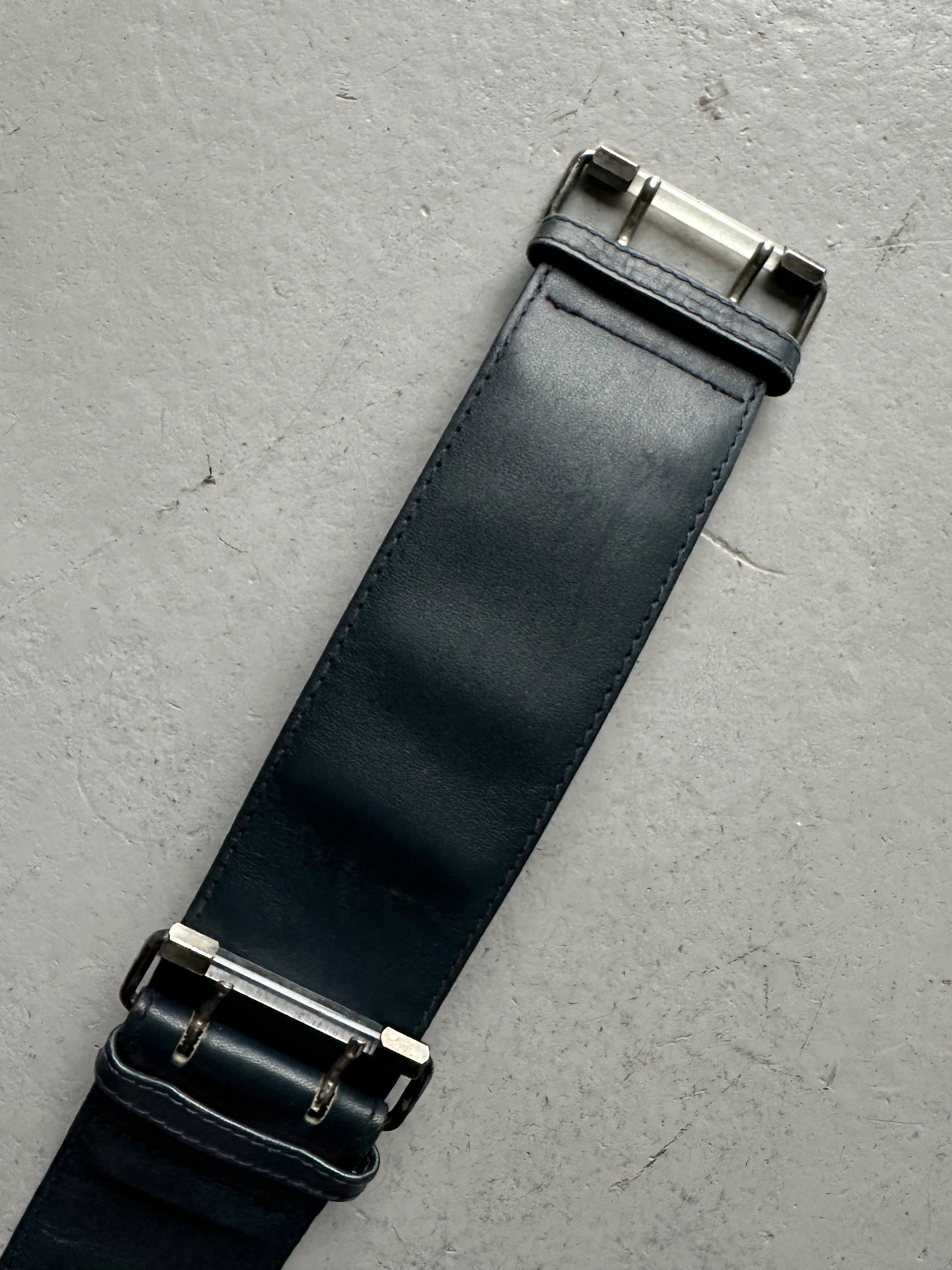 GIANNI VERSACE - 1980s DOUBLE BUCKLE LEATHER BELT