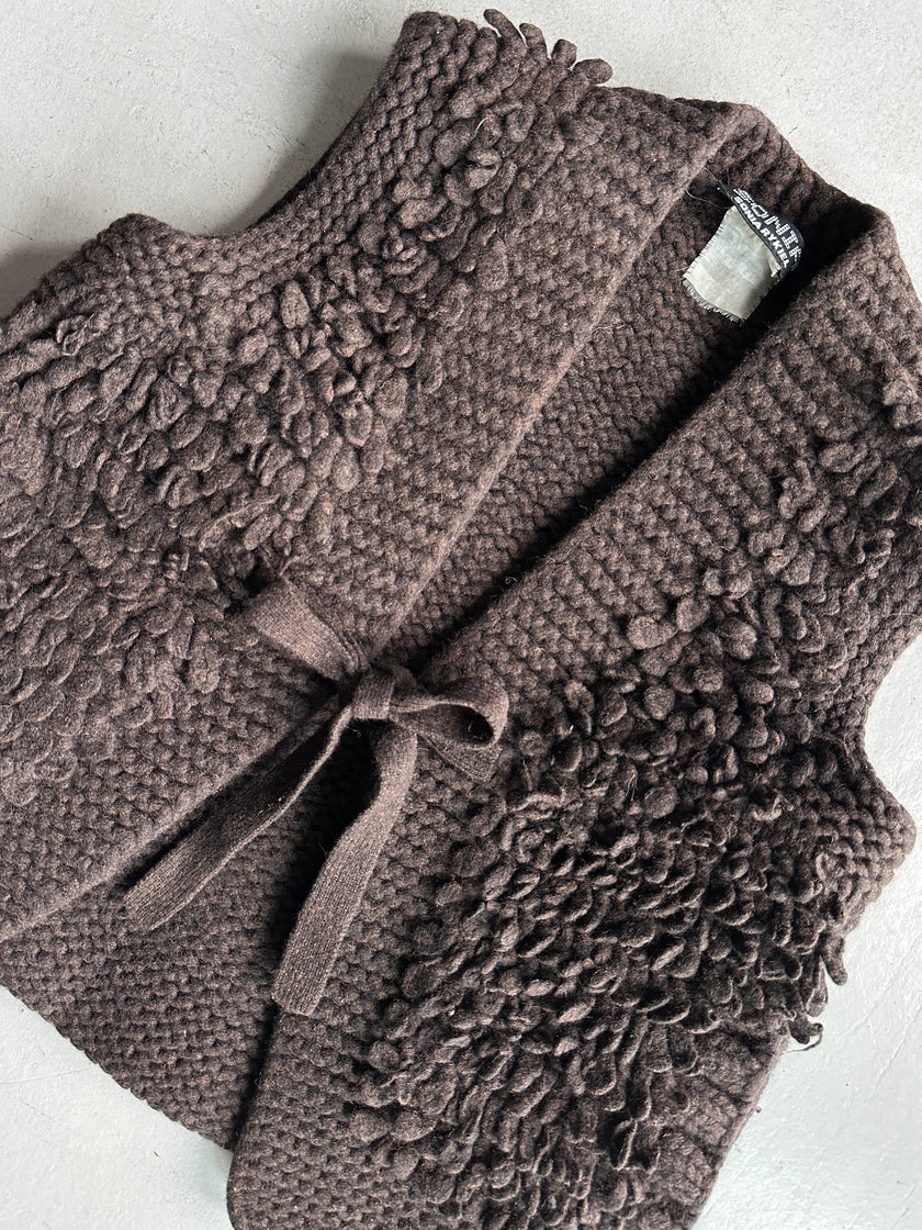 SONIA RYKIEL - 2000s OPEN FRONT CHUNKY KNIT VEST