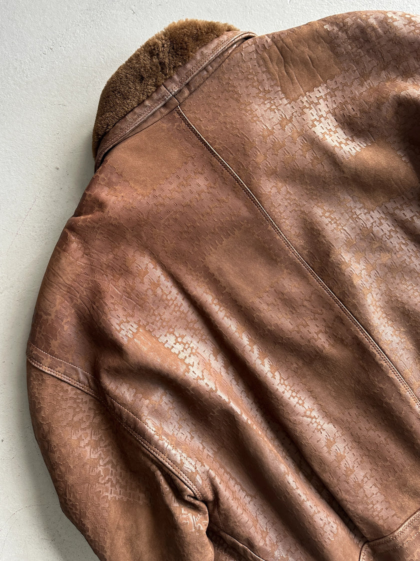 GIANNI VERSACE - 1980s LEATHER BOMBER JACKET WITH SHEARLING FUR